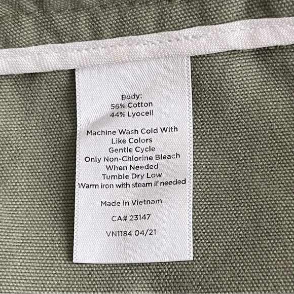 Talbots Slim Cargo Pants Women’s Size 2 Canvas Cotton Elastic Waist Green - Picture 10 of 10